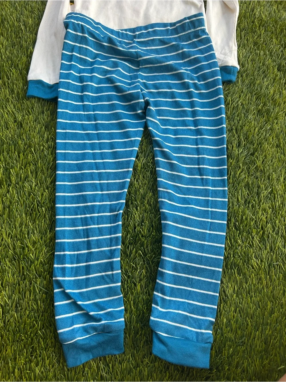 wonder nation White Long Sleeve Dino Pajama Set with Teal and Blue